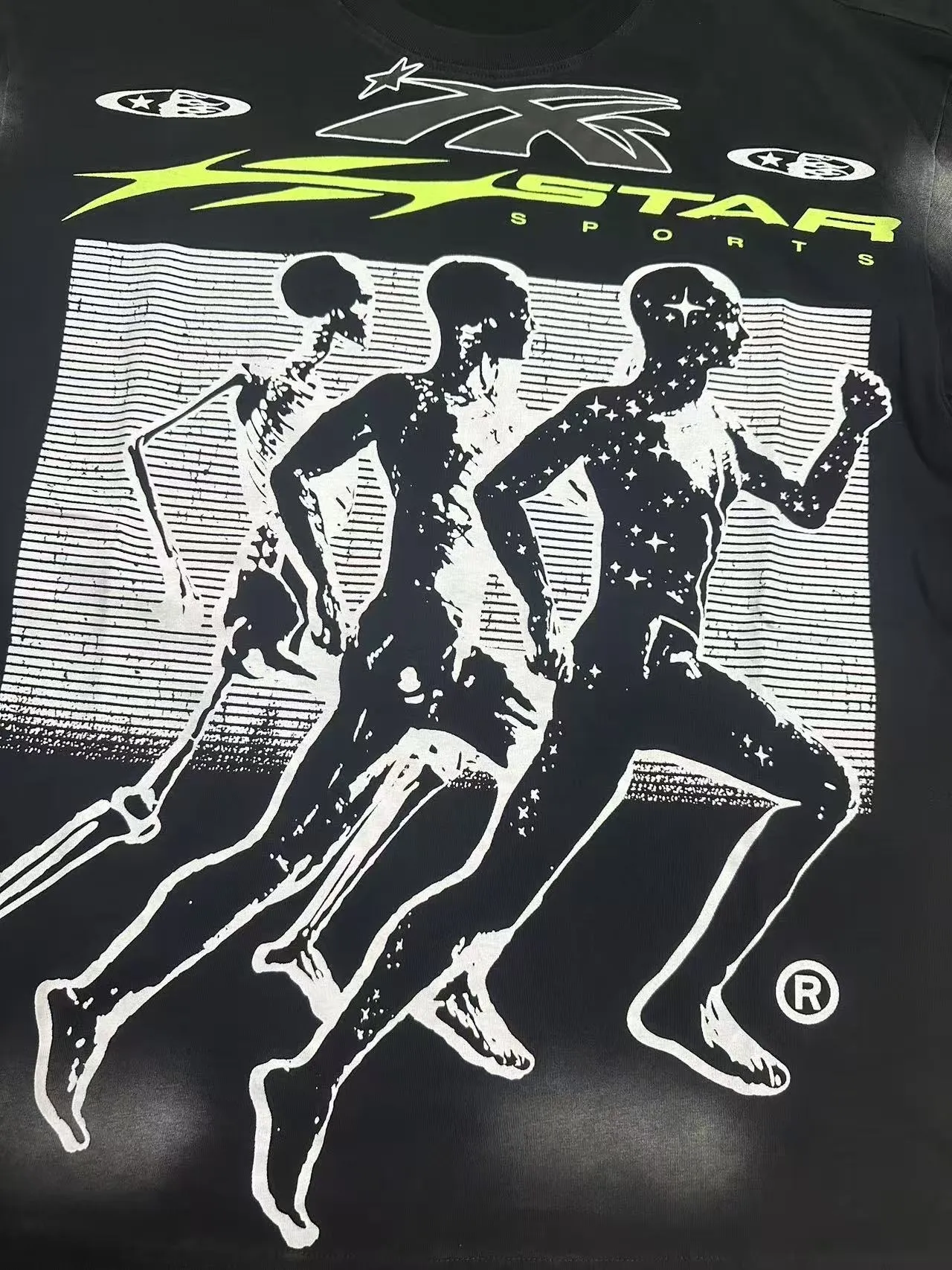 P124 Hellstar Hellstar Cross-border European and American style street fashion brand pure cotton T-shirt Fabric (fabric): 32 counts 250g washed combed double yarn pure cotton Size (size): S-M- L- X L Color (colour): Washed black (spray Ma Liu)