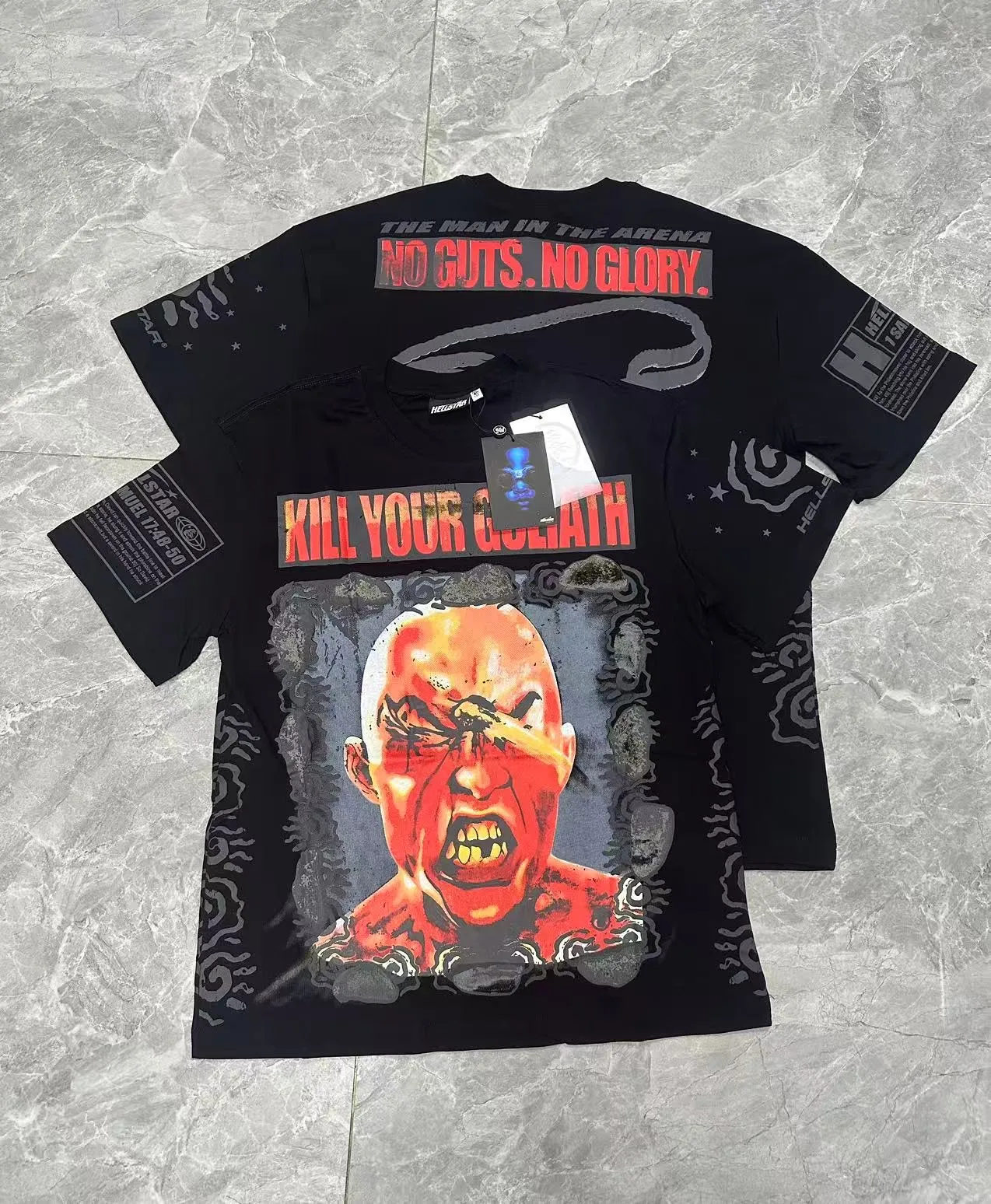P108 Real-stock Hellstar Cross-border European and American style, street fashion brand pure cotton T-shirt Fabric (fabric): 32 counts of 240g heavy combed double yarn pure cotton Size (size): S-M- L- X L Color (colour): white/black 👉 👉 👉