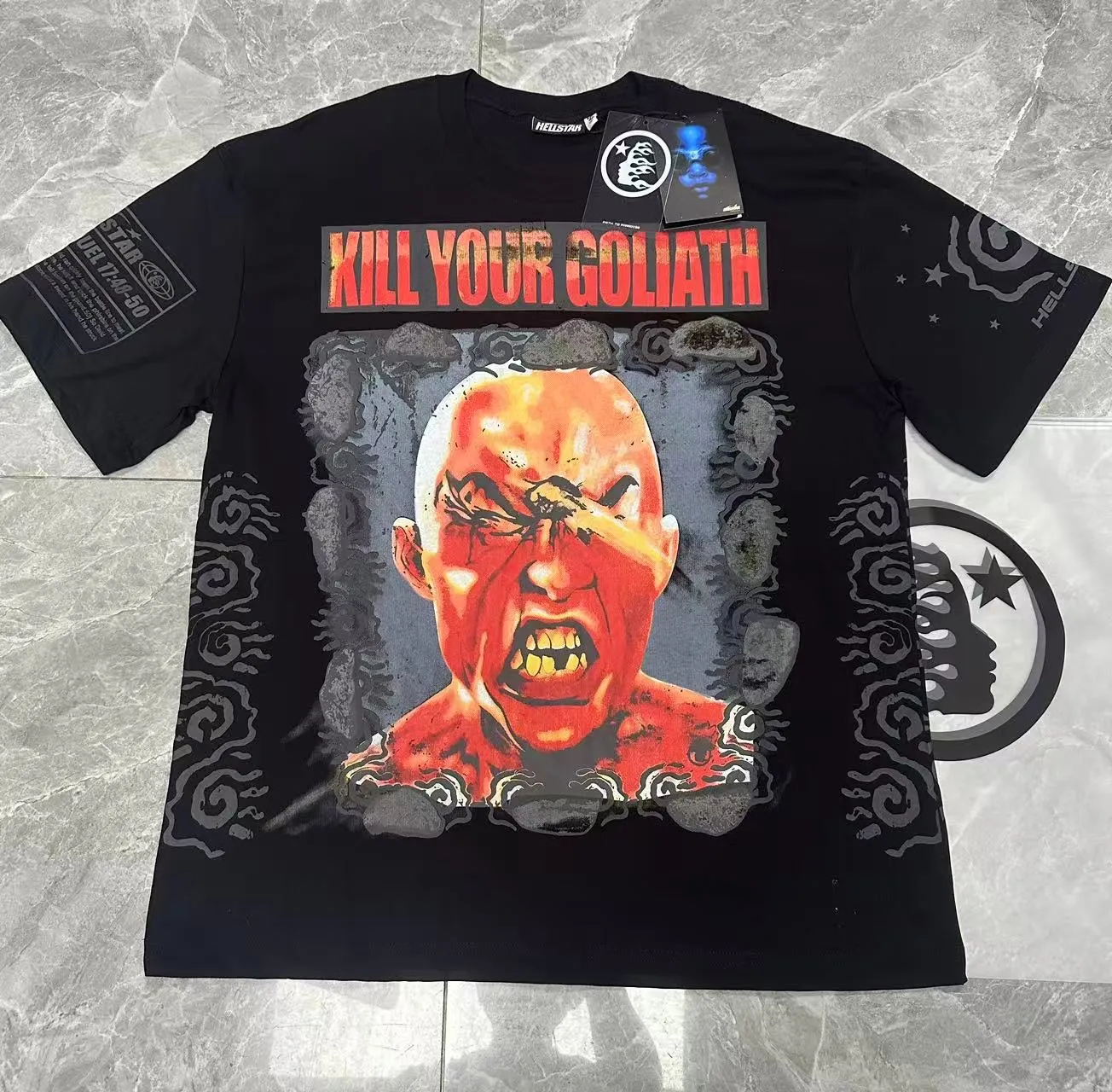 P108 Real-stock Hellstar Cross-border European and American style, street fashion brand pure cotton T-shirt Fabric (fabric): 32 counts of 240g heavy combed double yarn pure cotton Size (size): S-M- L- X L Color (colour): white/black 👉 👉 👉