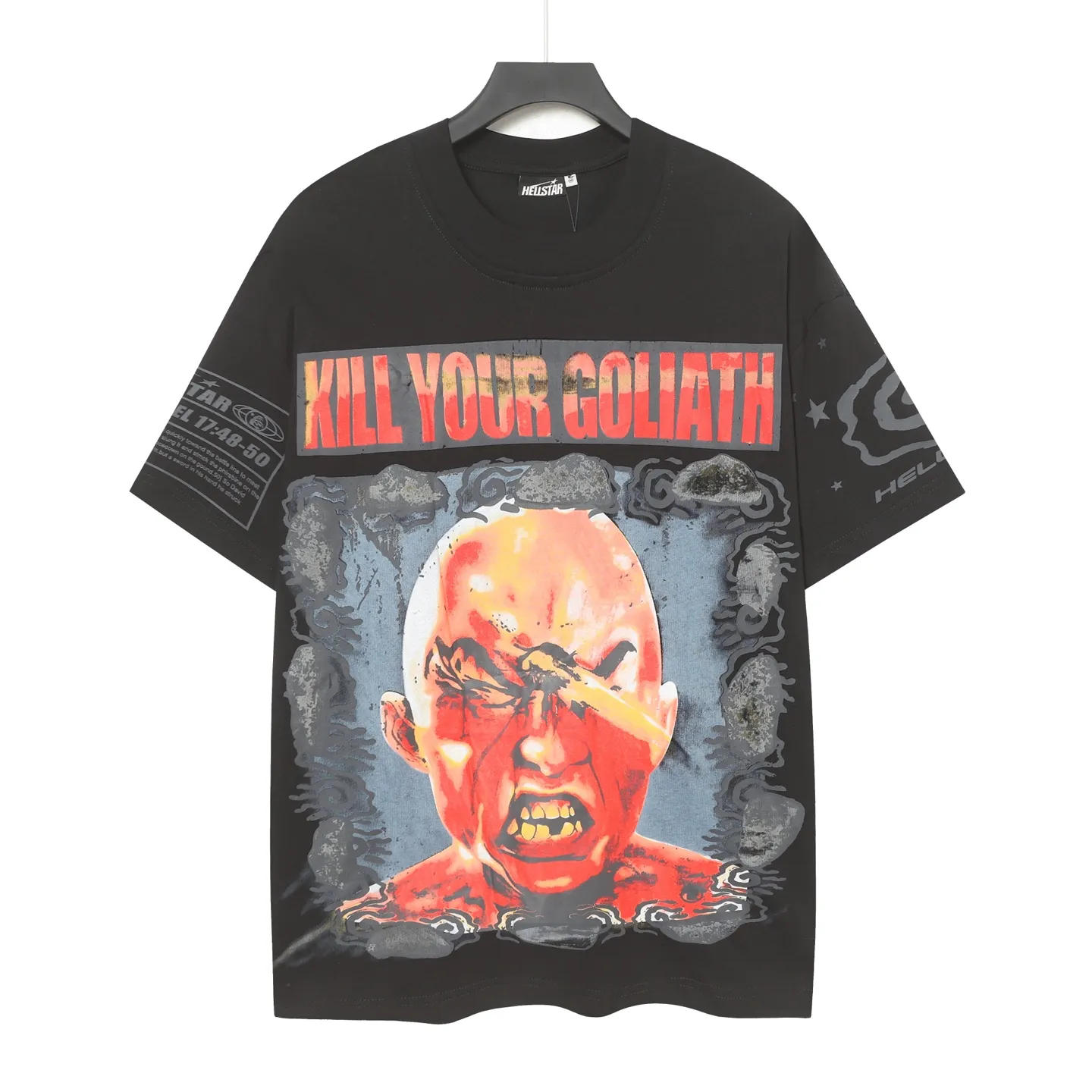 P108 Real-stock Hellstar Cross-border European and American style, street fashion brand pure cotton T-shirt Fabric (fabric): 32 counts of 240g heavy combed double yarn pure cotton Size (size): S-M- L- X L Color (colour): white/black 👉 👉 👉