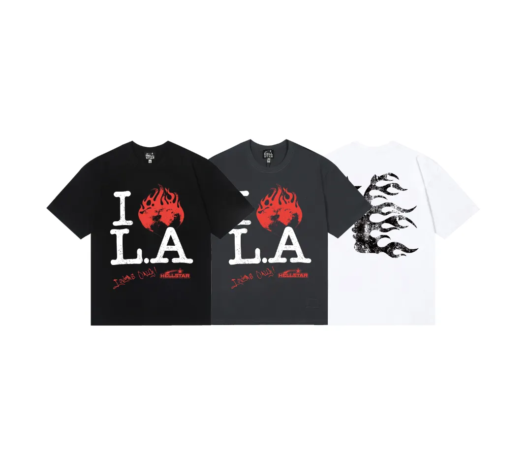 6727# P116 Hellstar American fashion high street pure cotton loose short-sleeved T-shirt Color: White Black Gray Size: S M L XL