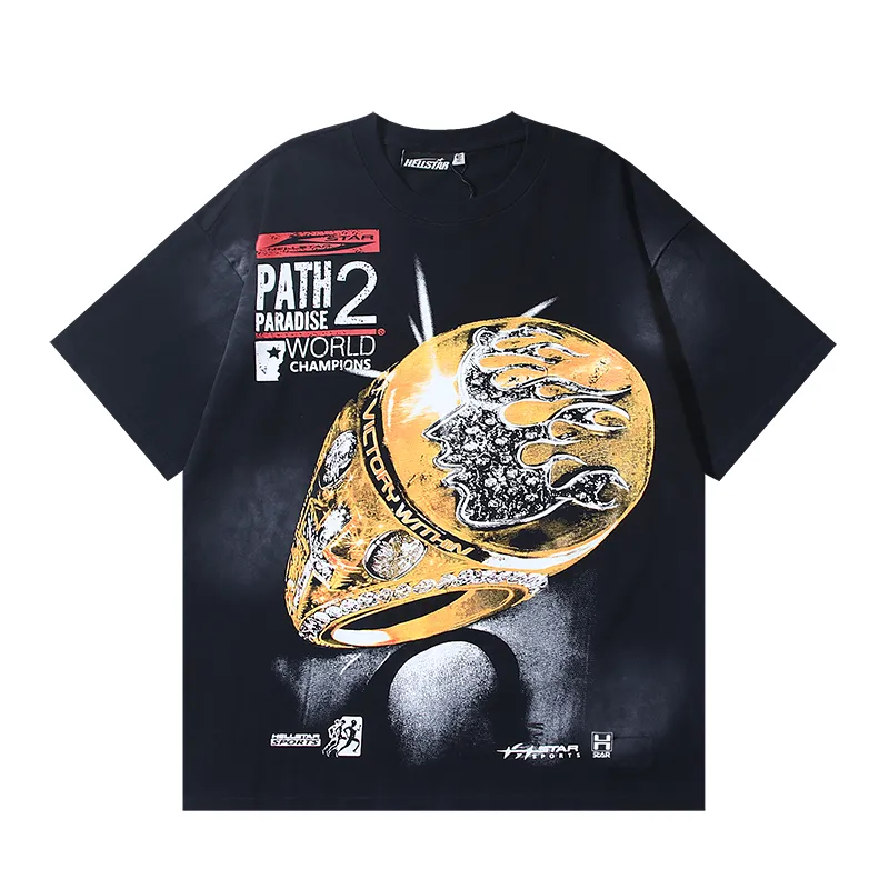 P126 6757#washed black Real shot Hellstar washed retro beauty trendy printed short-sleeved T-shirt Fabric: 250g 32 count fine cotton double yarn pure cotton Color: washed black Size: S M L XL