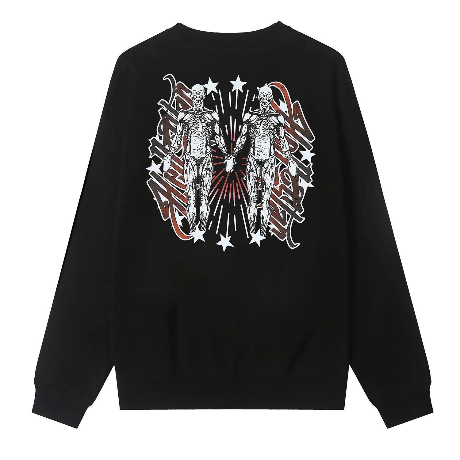 8839# P160 Hellstar high-quality Hellstar American trendy printed cotton terry crew neck sweatshirt Color: White Black Size: S M L XL