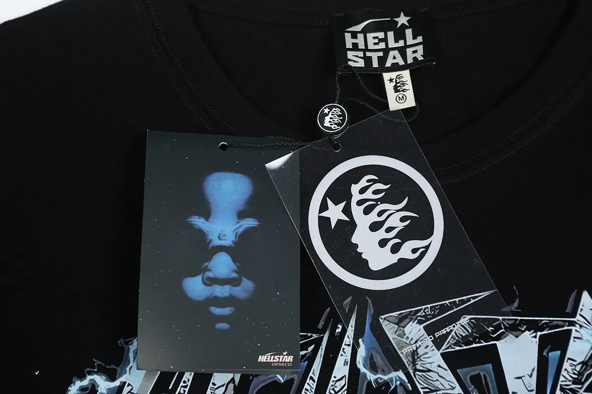 6668# P116 Hellstar American fashion high street pure cotton loose short-sleeved T-shirt Color: Black Size: S M L XL