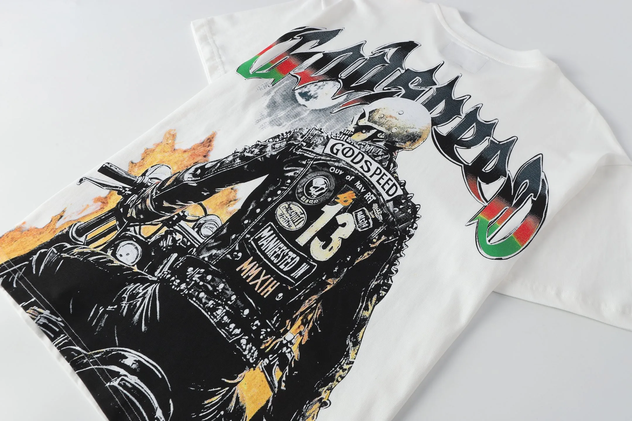 P114 Real-stock Hellstar Cross-border European and American style, street fashion brand pure cotton T-shirt Fabric (fabric): 32 counts of 240g heavy combed double yarn pure cotton Size (size): S-M- L- X L Color (colour): white