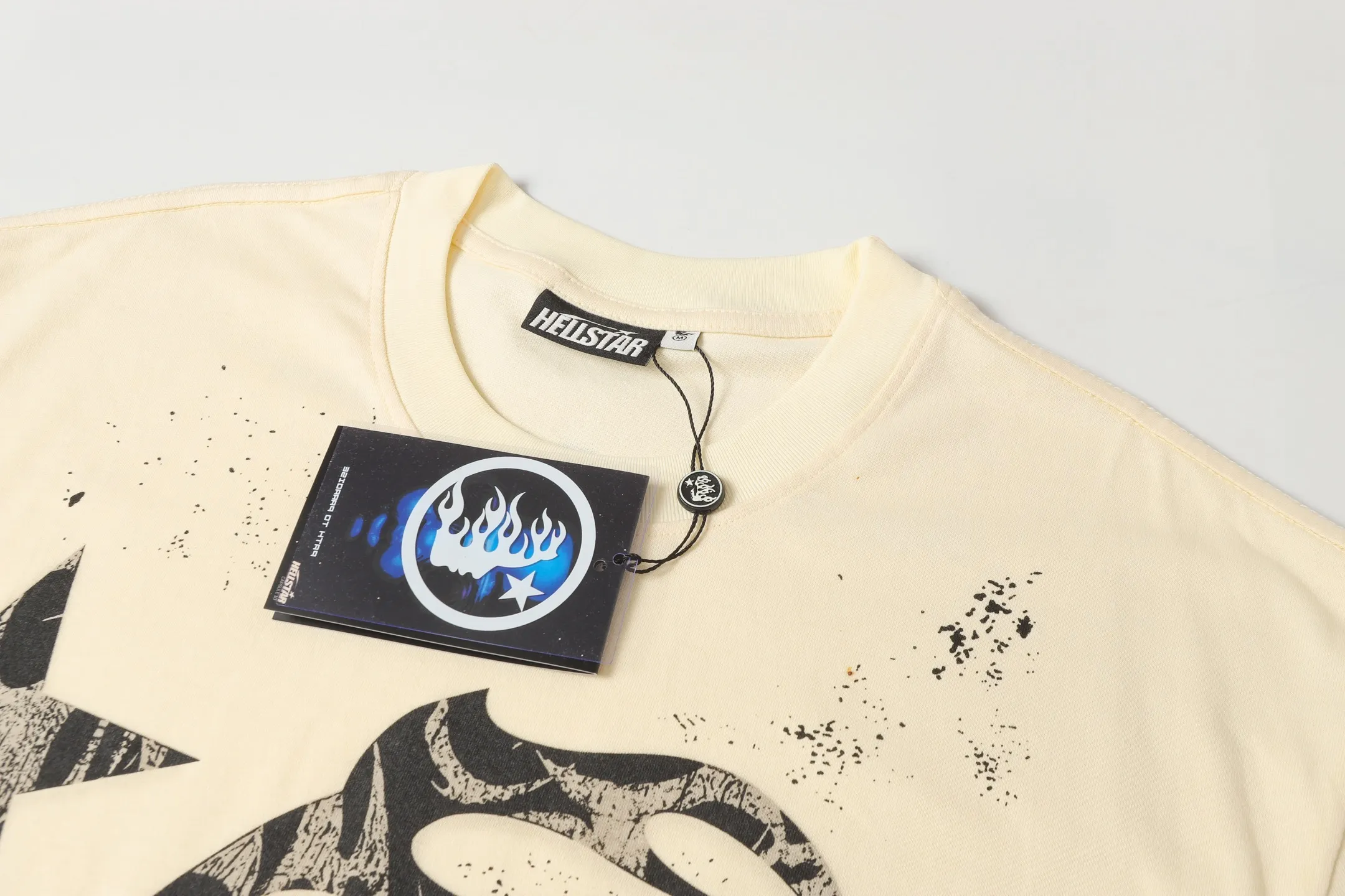 P108 Real-stock Hellstar Cross-border European and American style, street brand pure cotton T-shirt Fabric (fabric): 32 pieces of 240g heavy combed double yarn pure cotton Size (size): S-M- L- X L Color (colour): white/apricot 👉