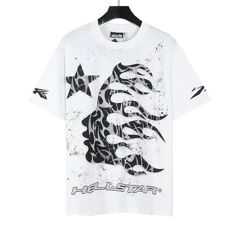 P108 Real-stock Hellstar Cross-border European and American style, street brand pure cotton T-shirt Fabric (fabric): 32 pieces of 240g heavy combed double yarn pure cotton Size (size): S-M- L- X L Color (colour): white/apricot 👉