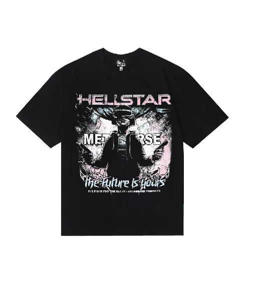 6808# P116 Hellstar American fashion high street pure cotton loose short-sleeved T-shirt Color: Black Size: S M L XL