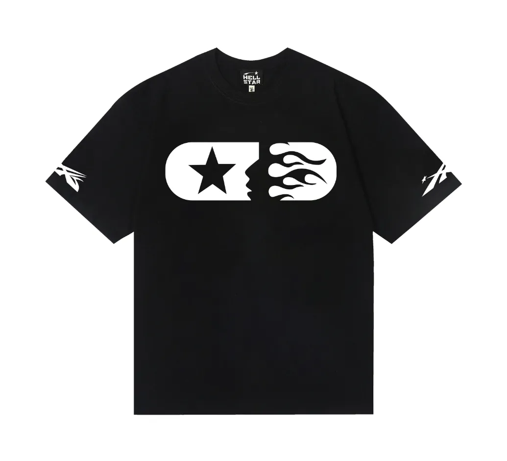 6704# P116 Hellstar American fashion high street pure cotton loose short-sleeved T-shirt Color: White Black Apricot Code Number: S M L XL