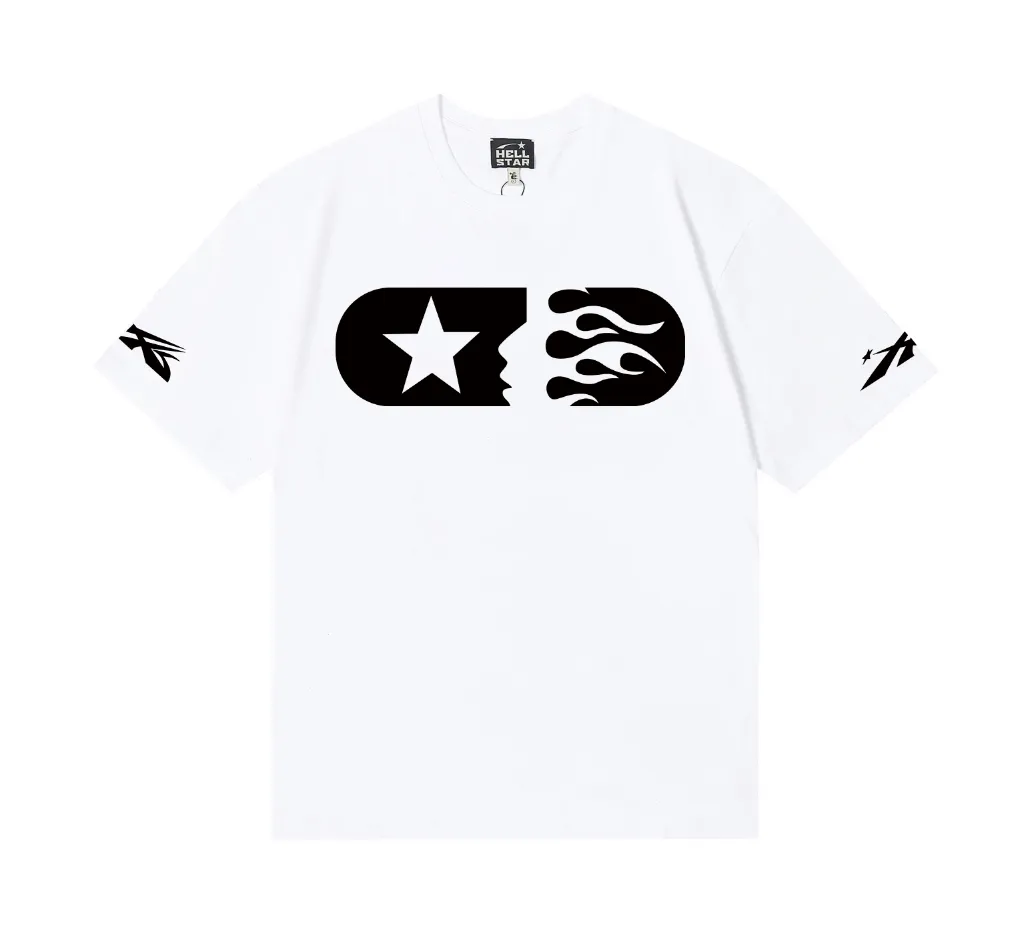 6704# P116 Hellstar American fashion high street pure cotton loose short-sleeved T-shirt Color: White Black Apricot Code Number: S M L XL