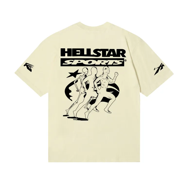 6704# P116 Hellstar American fashion high street pure cotton loose short-sleeved T-shirt Color: White Black Apricot Code Number: S M L XL