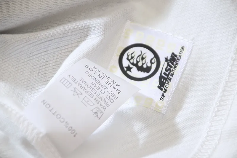 P110 5616# Real shot Hellstar Meichao high street pure cotton loose short-sleeved T-shirt Fabric: 240g 32 count fine cotton double yarn pure cotton Color: White Size: S M L XL