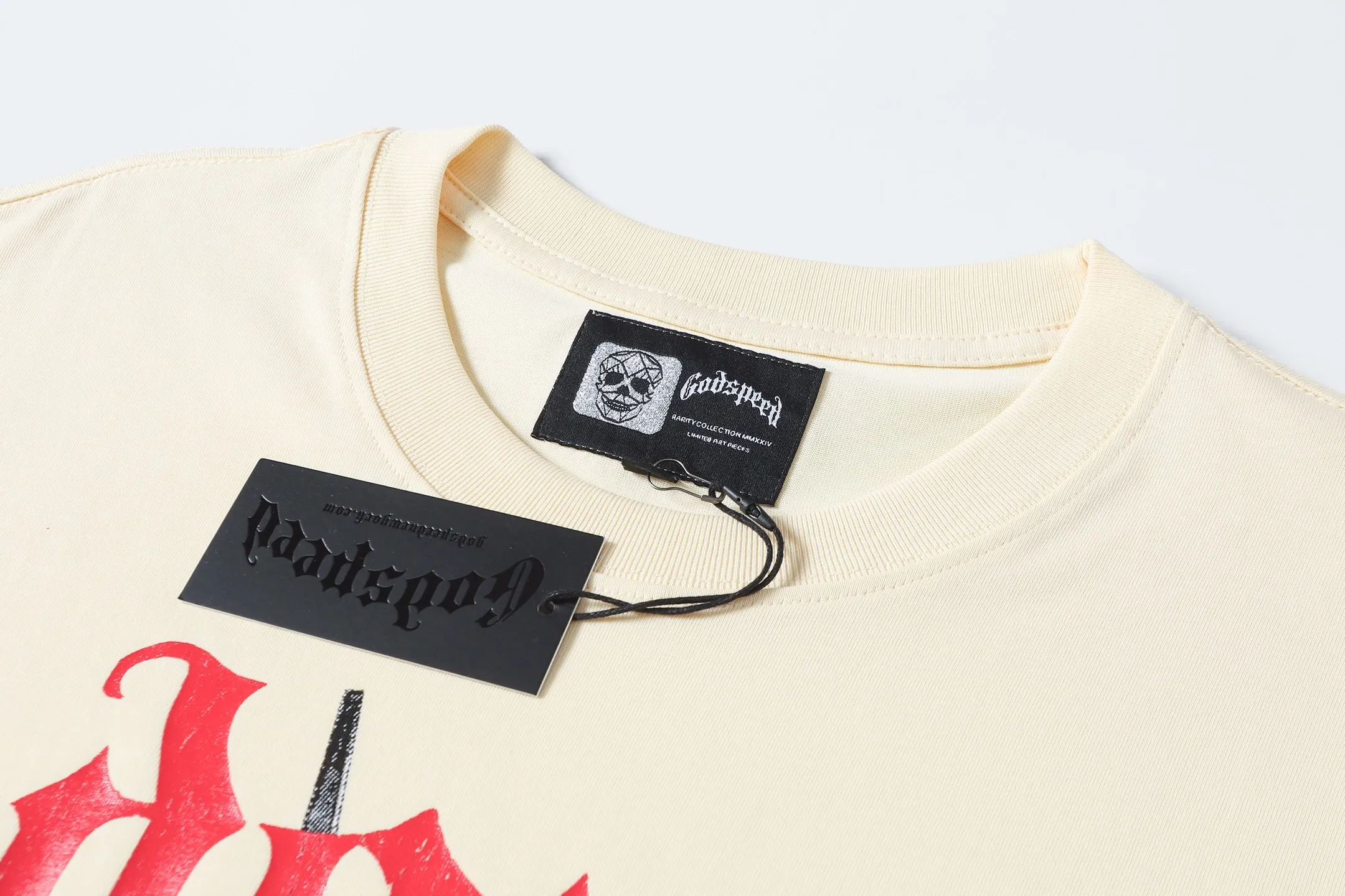 P116 5135#apricot I Real stock Godspeed cross-border American rock and roll street washed retro style short-sleeved T (craft printing) fabric (fabric) 32 counts combed double yarn 240 grams weight code number (size): S-M-L-XL color (colour): apricot
