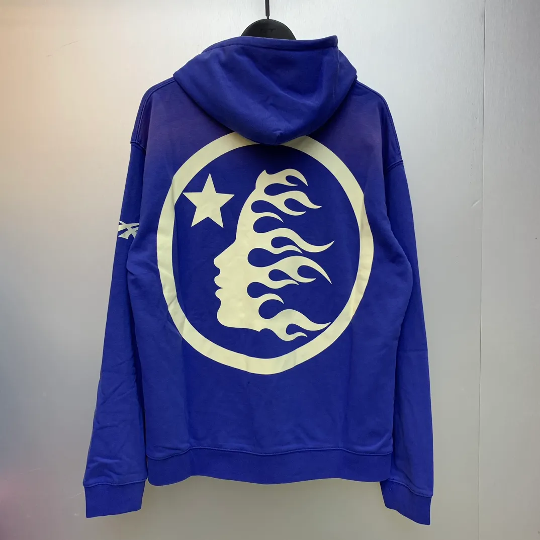 P240 Hellstar beautiful distressed washed high-quality hooded sweatshirt color (color): Vintage BLUE (washed blue) Size (size): S, M, L, XL