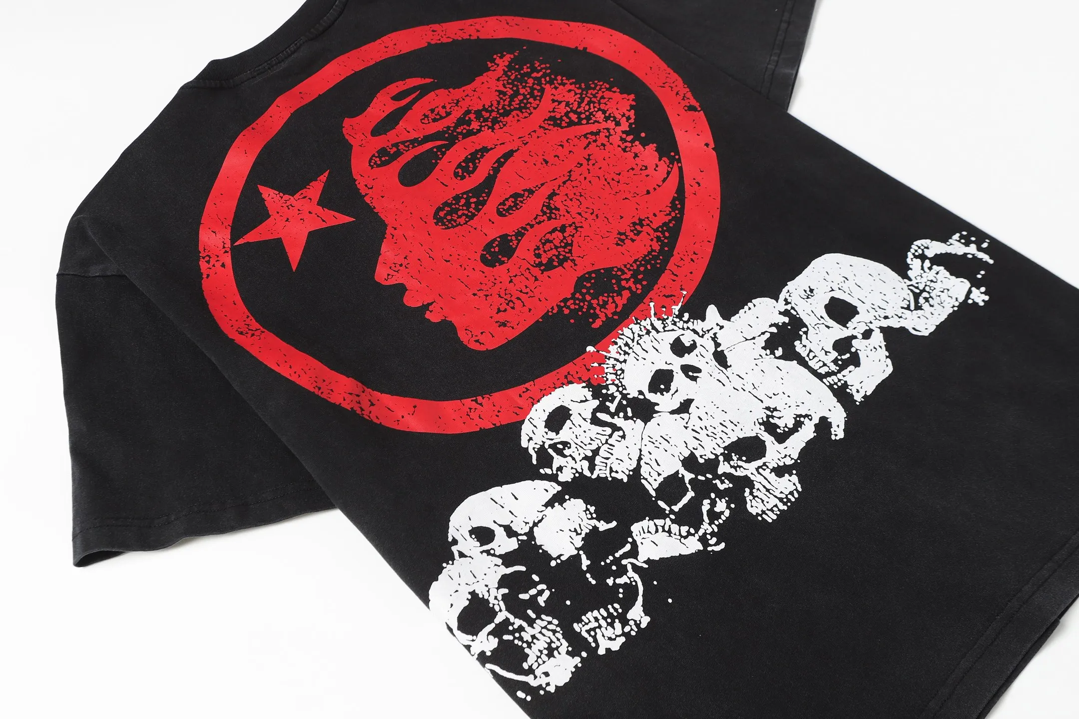 P122 Hellstar Cross-border European and American style street brand pure cotton T-shirt Fabric (fabric): 32 counts of 250g washed combed double yarn pure cotton Size (size): S-M- L- X L Color (colour): Washed black