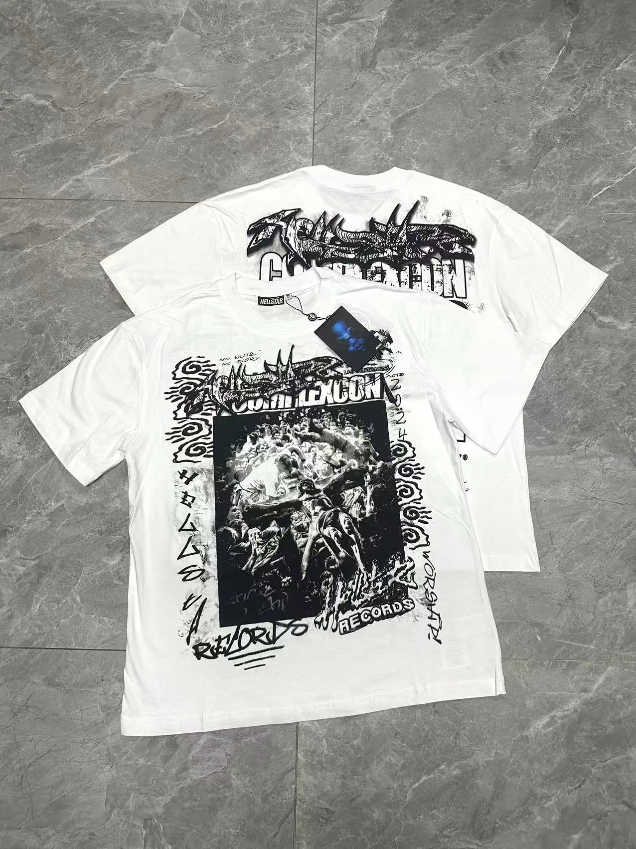 P108 Real-stock Hellstar Cross-border European and American style, street fashion brand pure cotton T-shirt Fabric (fabric): 32 pieces of 240g heavy combed double yarn pure cotton Size (size): S-M- L- X L Color (colour): white 👉