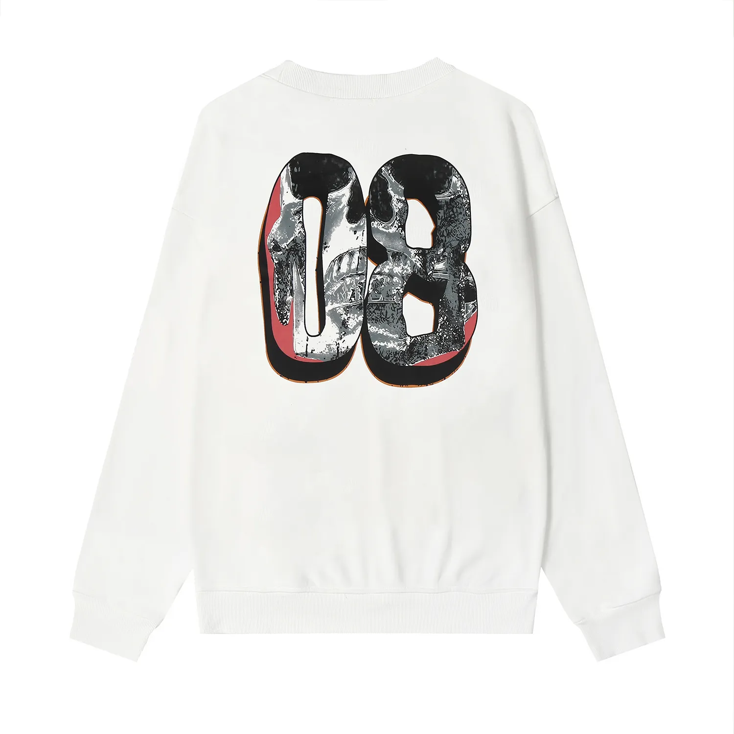 8840# P160 Hellstar high-quality Hellstar American trendy printed cotton terry crew neck sweatshirt Color: White Black Size: S M L XL