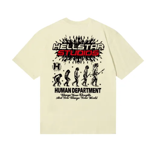 6720# P116 Hellstar American fashion high street pure cotton loose short-sleeved T-shirt Color: white black apricot code number
