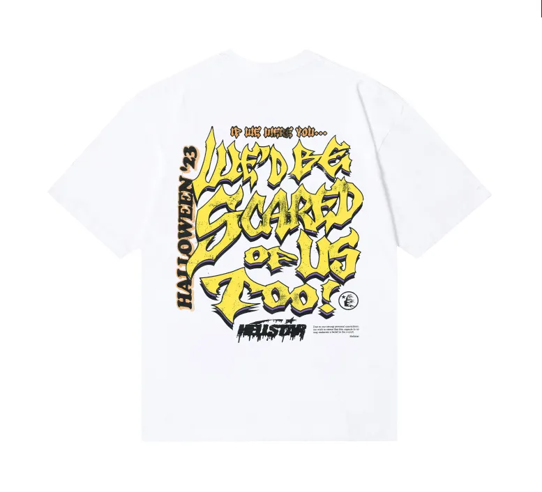 6734# P116 Hellstar American fashion high street pure cotton loose short-sleeved T-shirt Color: White Size: S M L XL