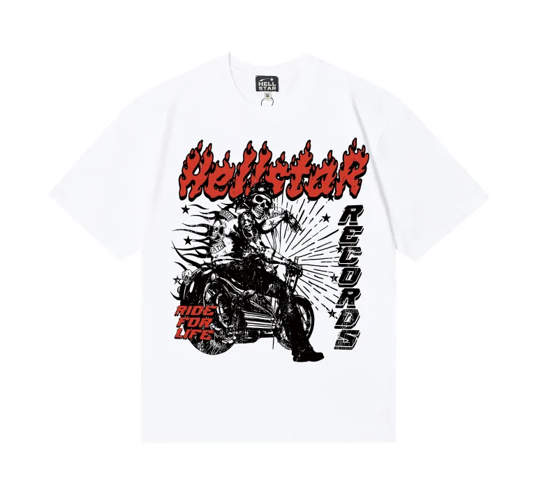 6759# P108 Hellstar American fashion high street pure cotton loose short-sleeved T-shirt Color: White Apricot Code Number: S M L XL