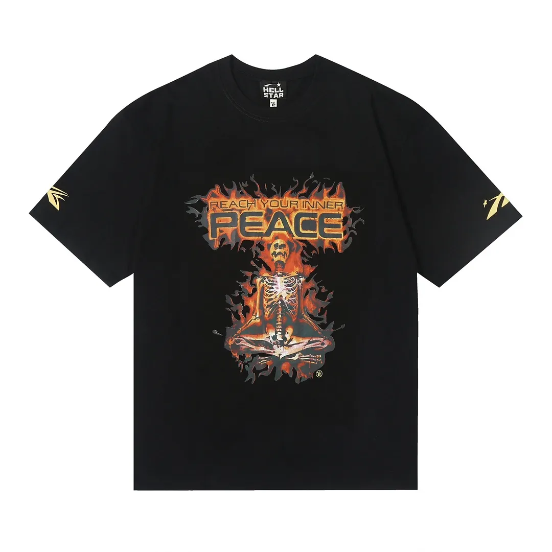 6627# P116 Hellstar American fashion high street pure cotton loose short-sleeved T-shirt Color: White Black Size: S M L XL