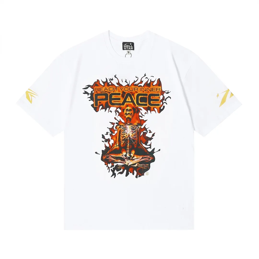 6627# P116 Hellstar American fashion high street pure cotton loose short-sleeved T-shirt Color: White Black Size: S M L XL