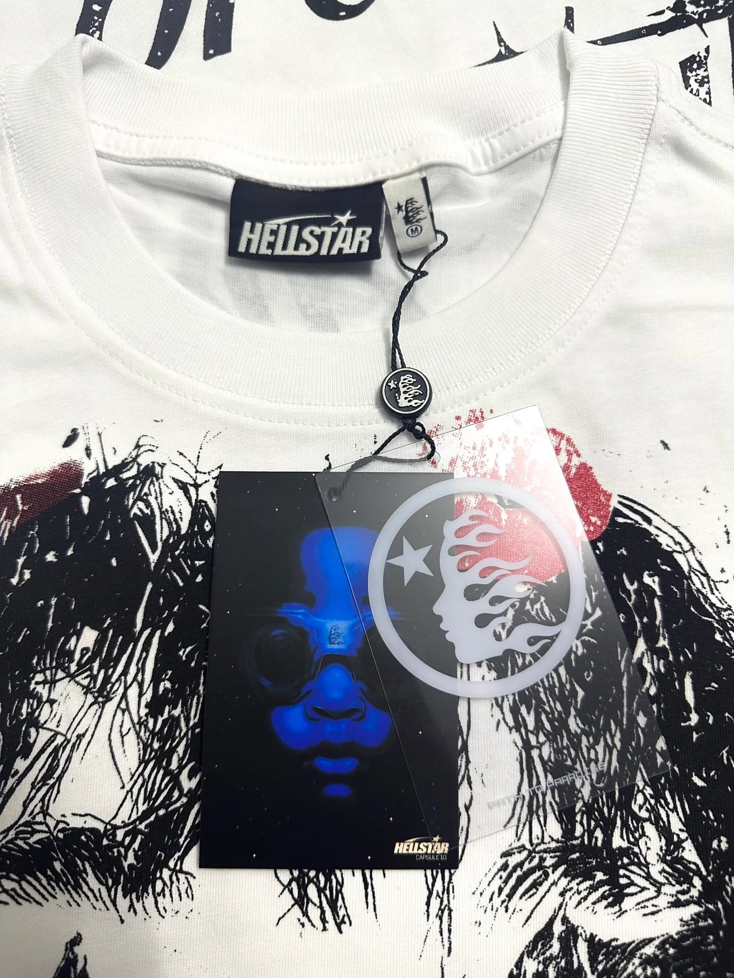 P108 780# black / white I Real stock Hellstar Cross-border European and American style, street fashion brand pure cotton T-shirt Fabric (fabric): 32 counts of 240g heavy combed double yarn pure cotton Size (size): S-M- L- X L Color (colour): white/black