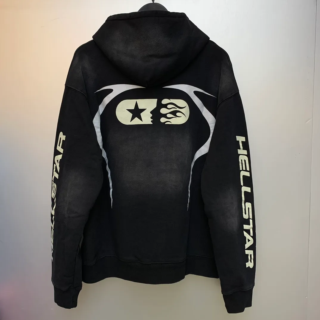P240 Hellstar Sports Hooded Sweatshirt New trendy brand pure cotton washed and aged sweatshirt color (color): Vintage Black (washed black), Vintage Red (washed red) Size (size): S, M, L, XL