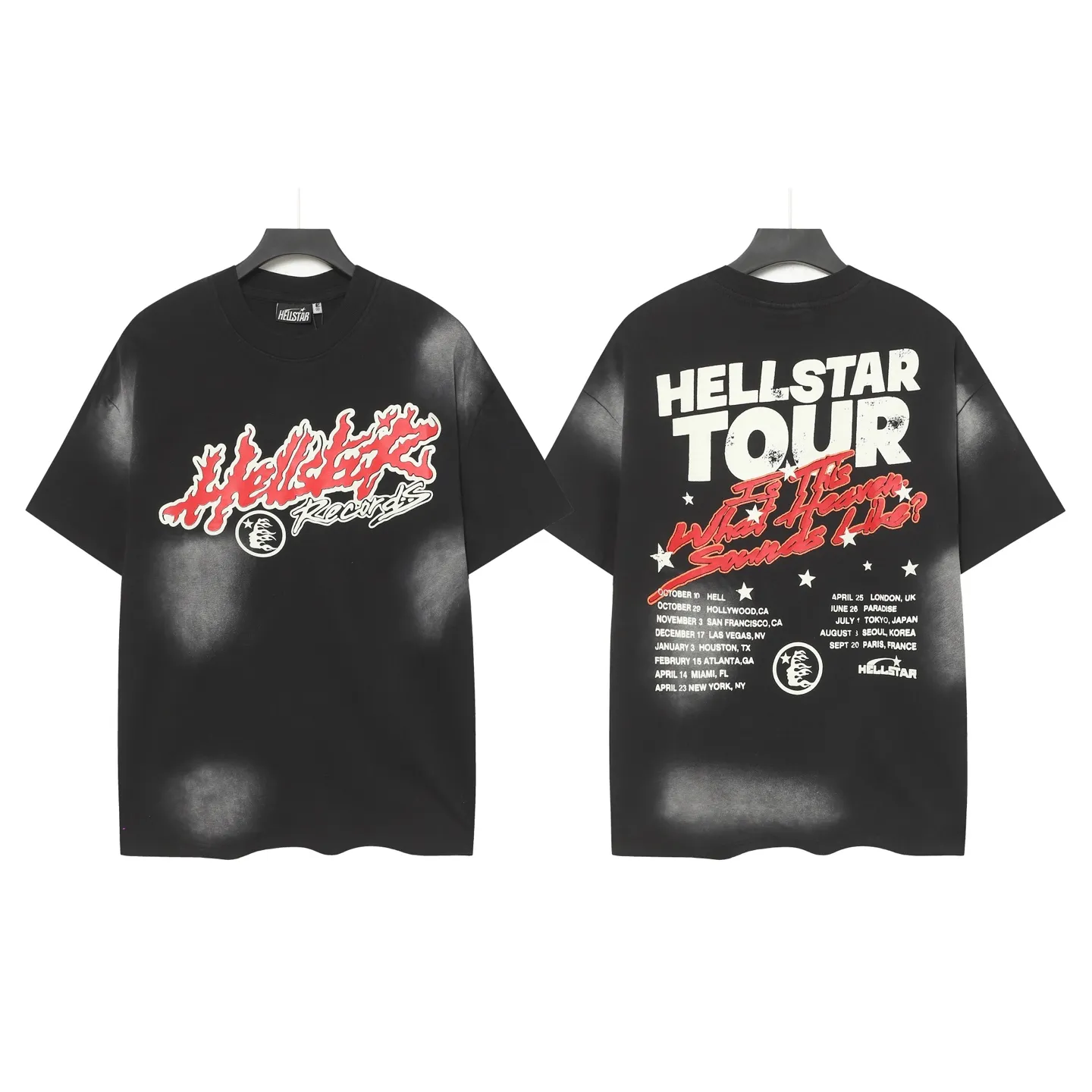 P124 Real stock Hellstar Cross-border European and American style street brand pure cotton T-shirt Fabric (fabric): 32 pieces of 250g washed combed double yarn pure cotton Size (size): S-M- L-