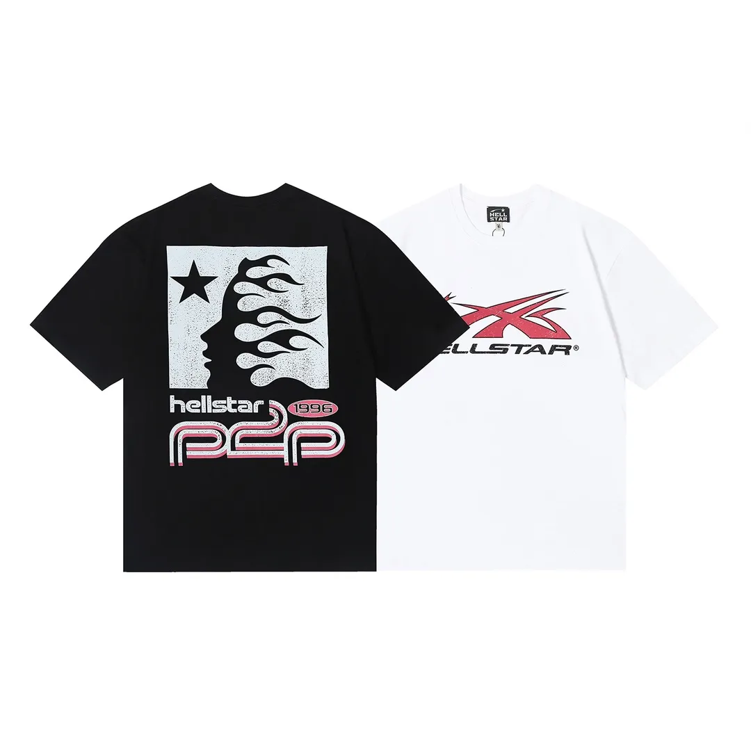 6654# P112 Hellstar American fashion high street pure cotton loose short-sleeved T-shirt Color: White Black Size: S M L XL
