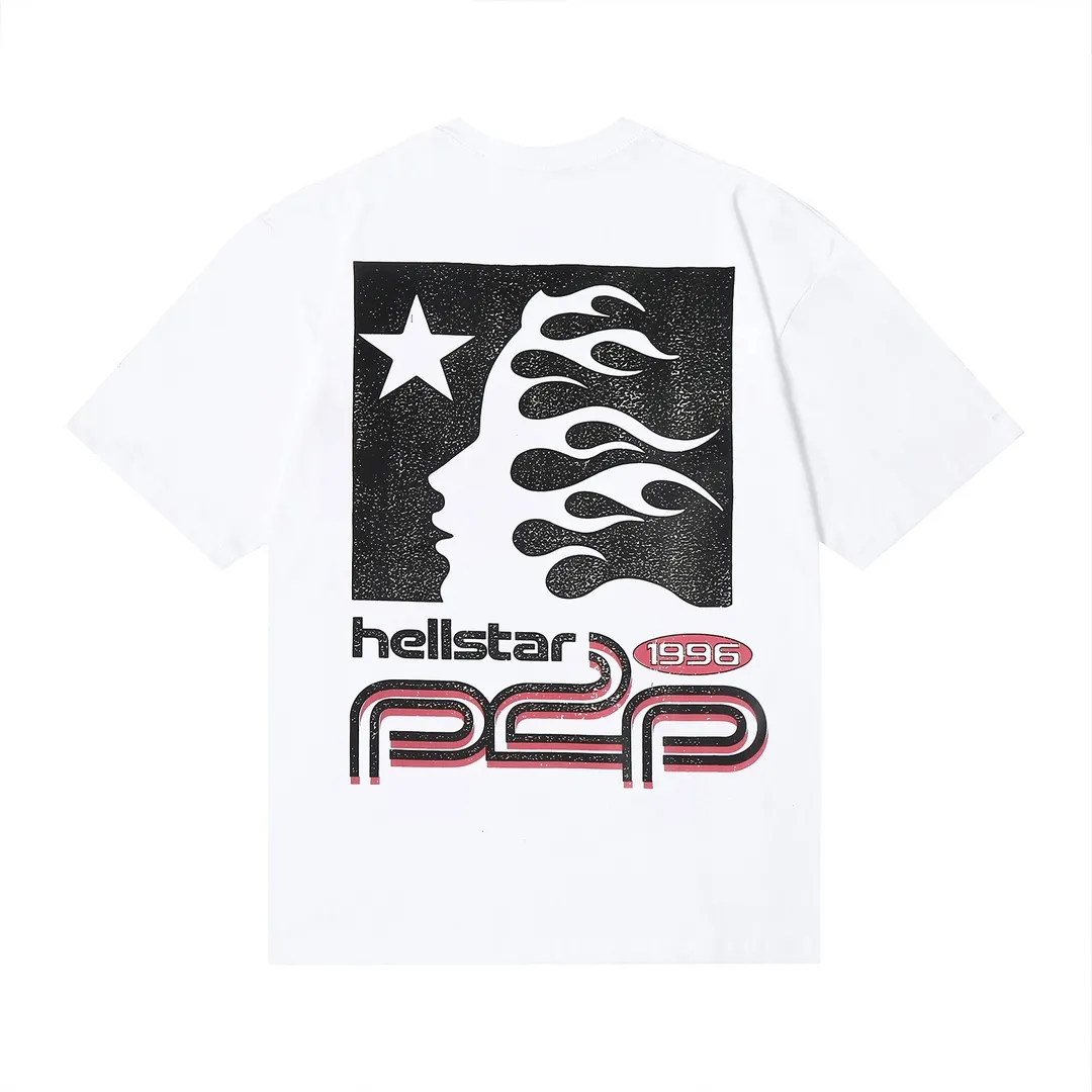 6654# P112 Hellstar American fashion high street pure cotton loose short-sleeved T-shirt Color: White Black Size: S M L XL
