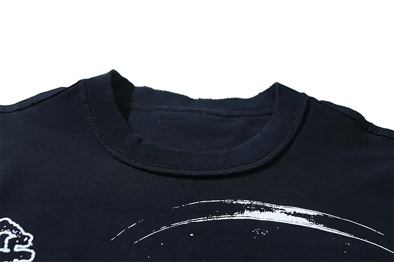 P140 Washed black reversible real shot Hellstar washed and worn reversible fashionable printed short-sleeved T-shirt Fabric: 250g 32 count fine cotton double yarn pure cotton Color: washed black + reversible + worn Size: S M L XL
