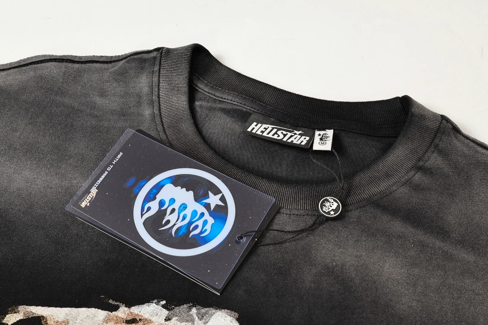 P124 Real-stock high-definition Hellstar Cross-border European and American style street brand pure cotton T-shirt Fabric (fabric): 32 pieces of 250g washed combed double yarn pure cotton Size (size): S-M- L- X L Color (colour): Washed black 👉