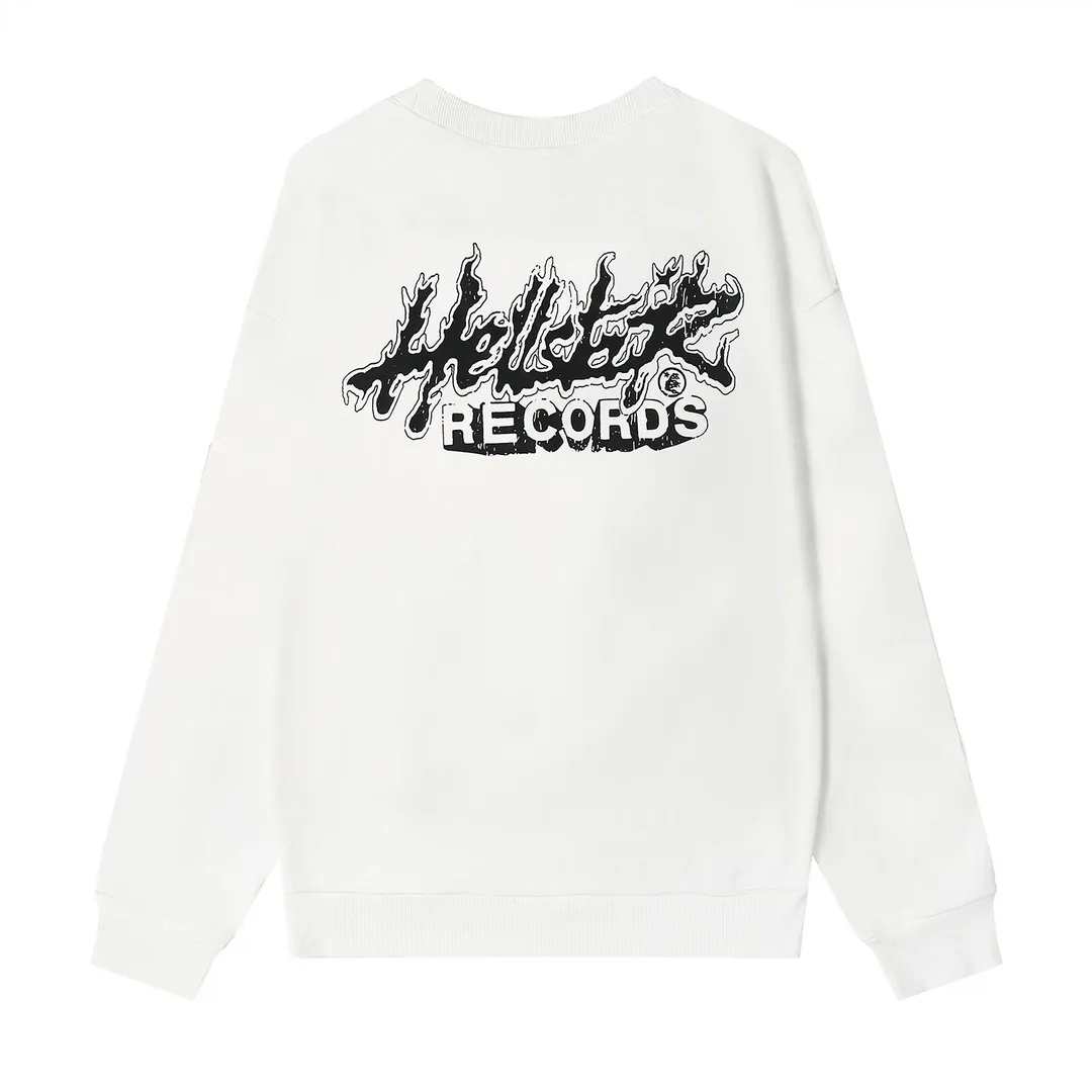 8828# P160 Hellstar high-quality Hellstar American trendy printed cotton terry crew neck sweatshirt Color: White Black Size: S M L XL
