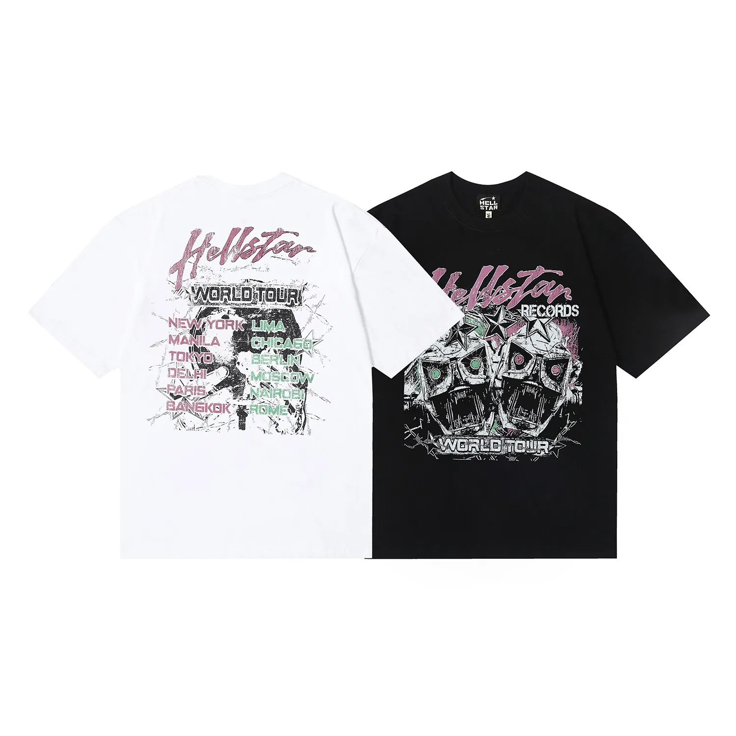 6676# P116 Hellstar American fashion high street pure cotton loose short-sleeved T-shirt Color: White Black Size: S M L XL