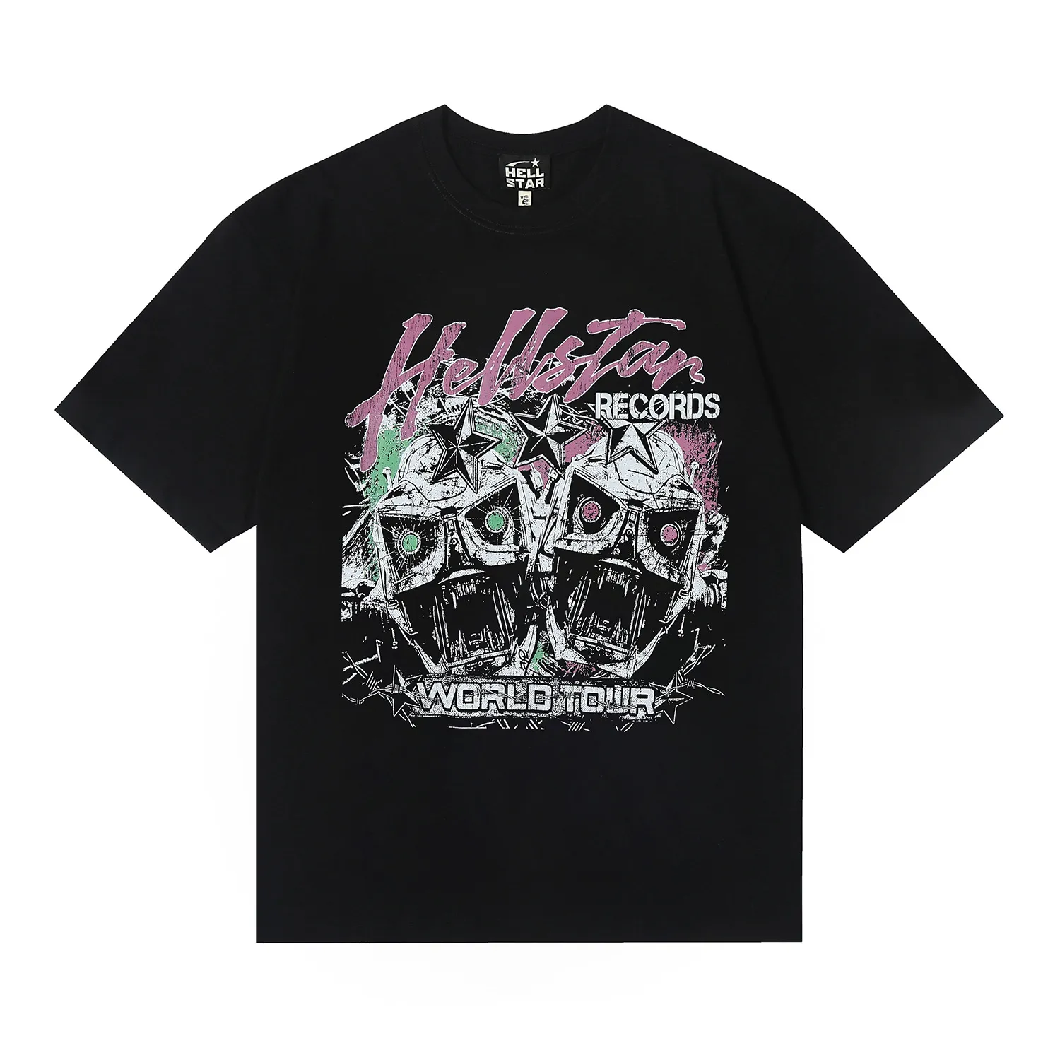 6676# P116 Hellstar American fashion high street pure cotton loose short-sleeved T-shirt Color: White Black Size: S M L XL