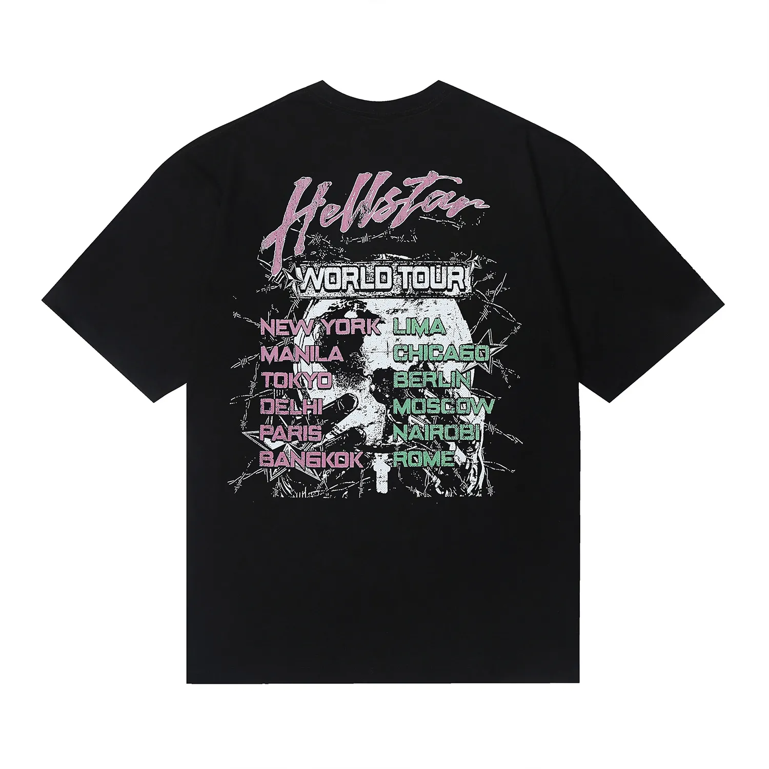 6676# P116 Hellstar American fashion high street pure cotton loose short-sleeved T-shirt Color: White Black Size: S M L XL