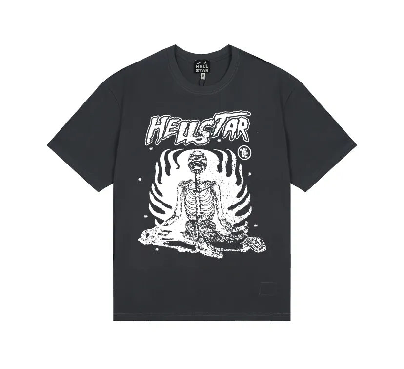 6671# P116 Hellstar American fashion high street pure cotton loose short-sleeved T-shirt Color: White Black Gray Size: S M L XL
