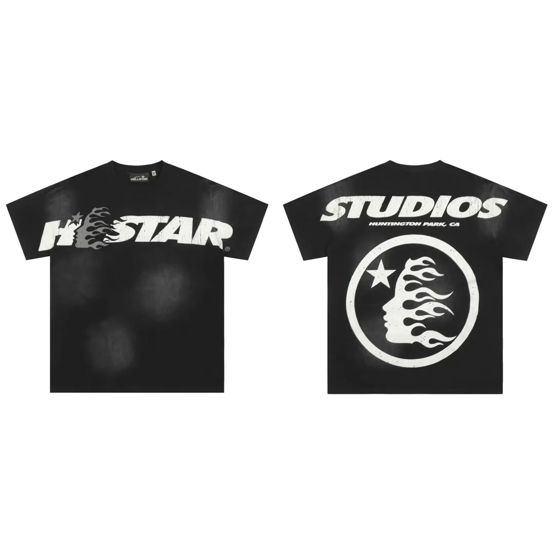P126 HELLSTAR STUDIOS CARTOON LOGO T-SHIRT High-quality short-sleeved T-shirt, the new hot beauty trend Hellstar!  Standard beauty and trendy workmanship, original customization (fabric, pattern, printing, hang tag, main mark, etc.), exaggerated style, explosive style, dare to break through tradition, bring adventurous new fashion experience!   YoungBoy, the most popular rapper in the youth circle, has shot a lot of models for him, and celebrities such as Dababy and Swae Lee frequently get dressed!  color: black Size: S, M, L, XL