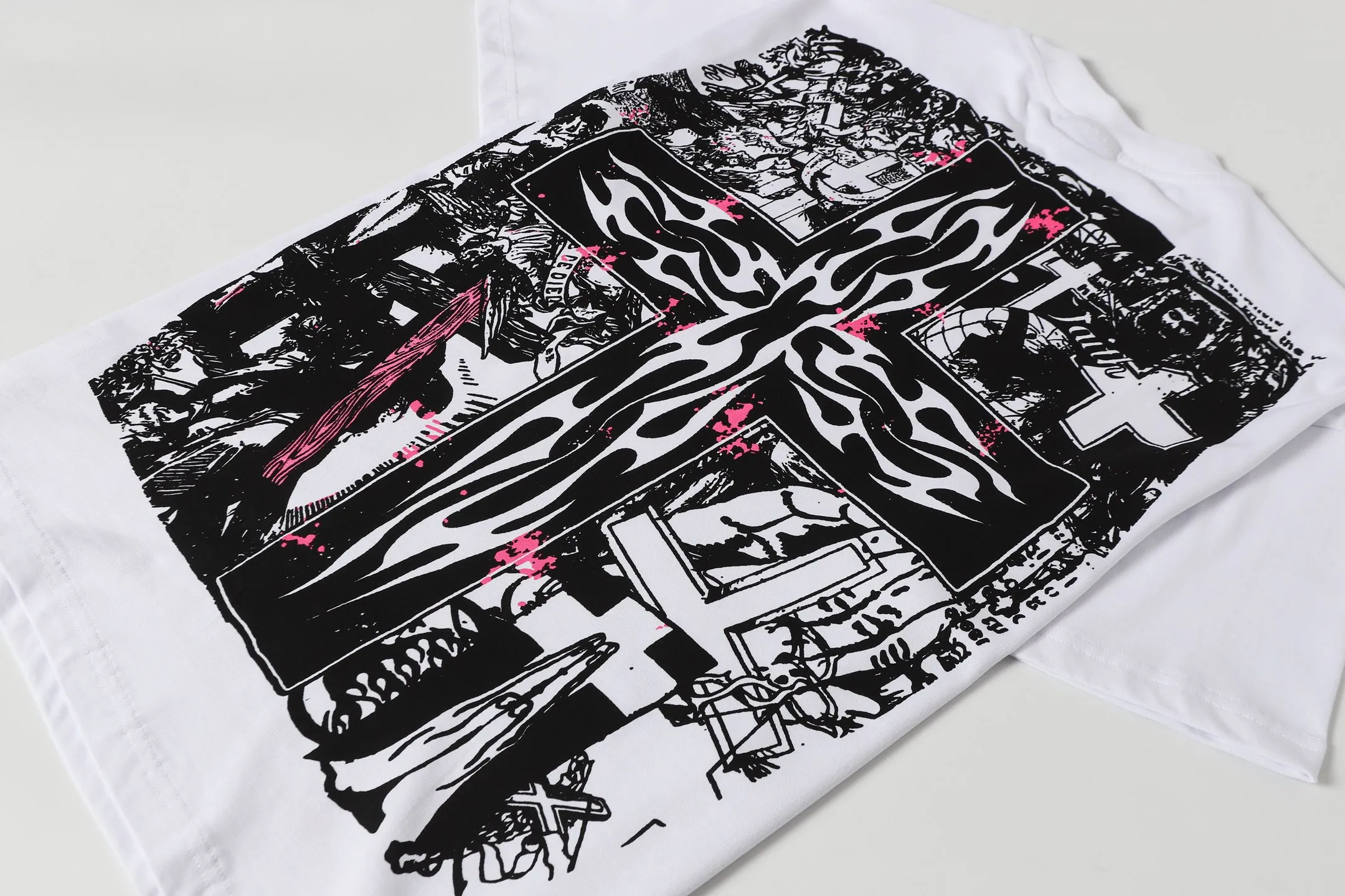 P108 Real-stock Hellstar Cross-border European and American style, street fashion brand pure cotton T-shirt Fabric (fabric): 32 pieces of 240g heavy combed double yarn pure cotton Size (size): S-M- L- X L Color (colour): white