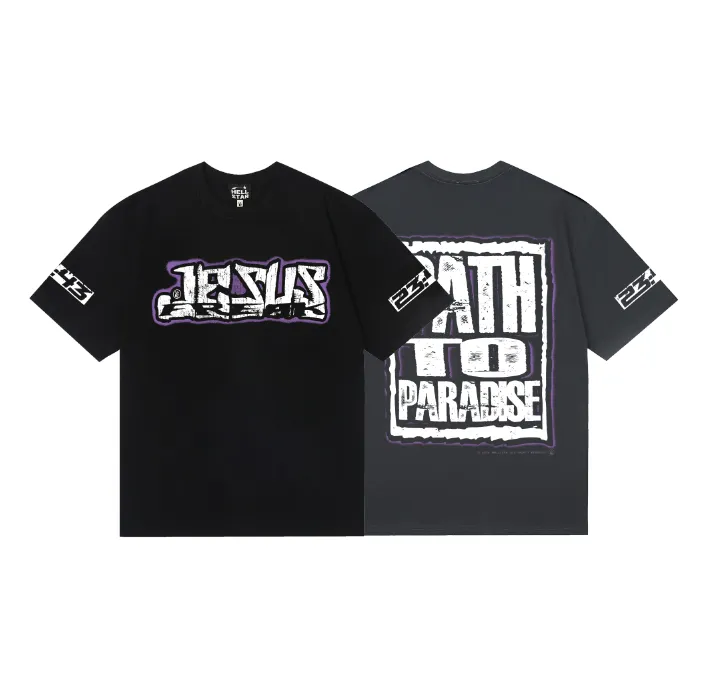 6772# P112 Hellstar American fashion high street pure cotton loose short-sleeved T-shirt Color: Black Gray Size: S M L XL