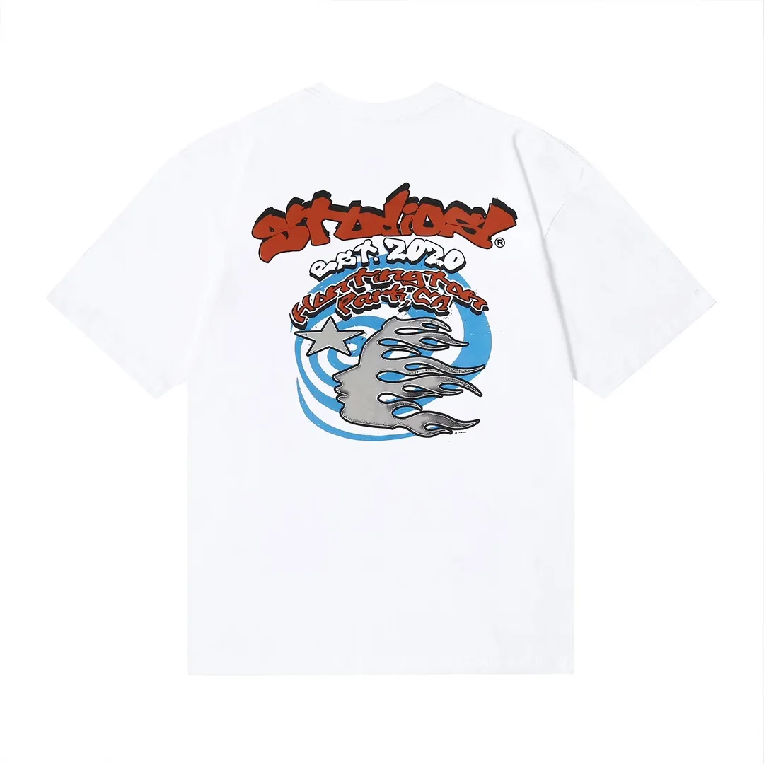 6653# P112 Hellstar American fashion high street pure cotton loose short-sleeved T-shirt Color: White Black Apricot Code Number: S M L XL