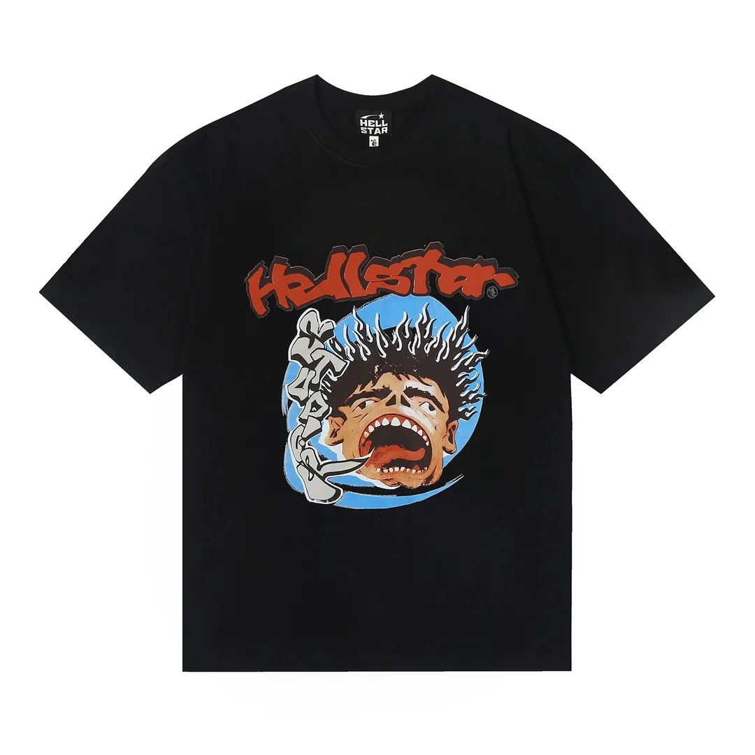 6653# P112 Hellstar American fashion high street pure cotton loose short-sleeved T-shirt Color: White Black Apricot Code Number: S M L XL