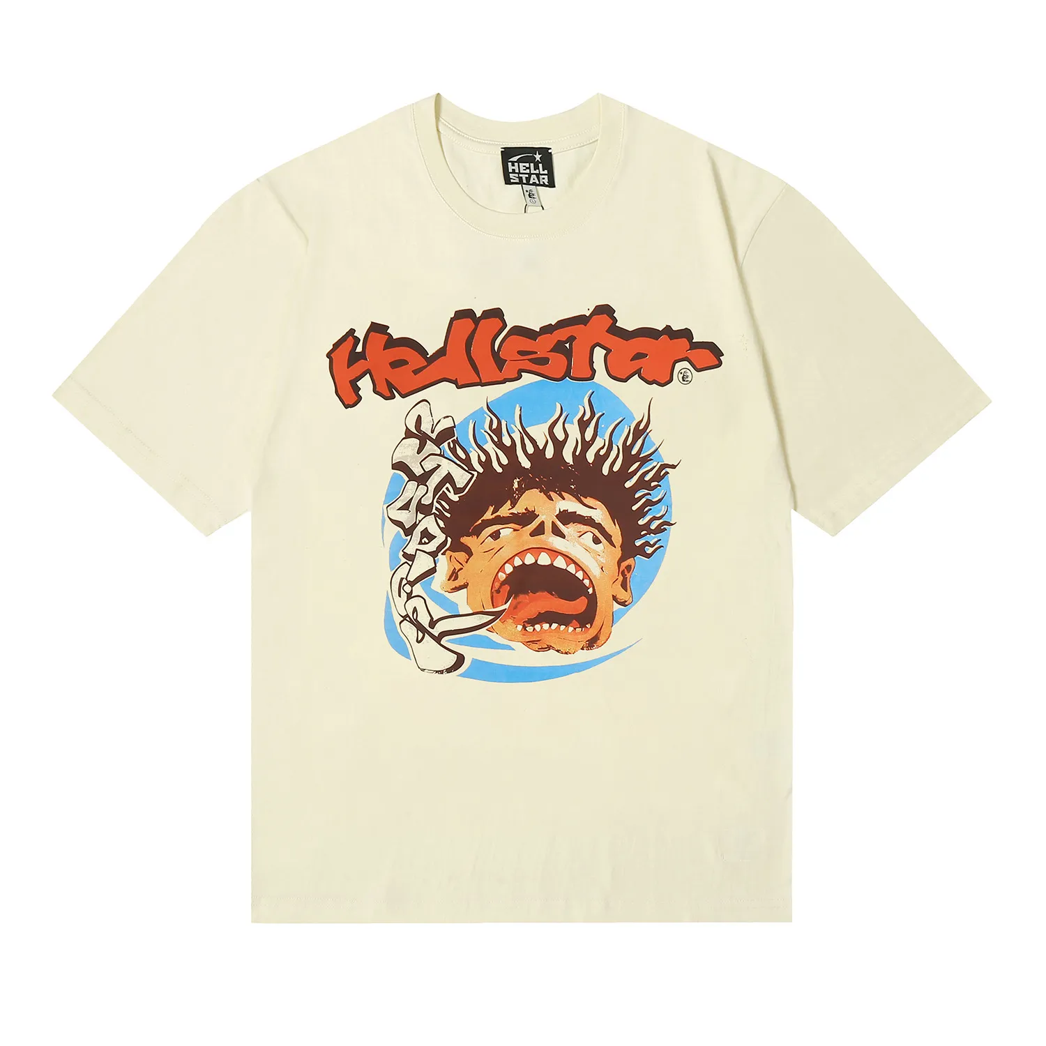 6653# P112 Hellstar American fashion high street pure cotton loose short-sleeved T-shirt Color: White Black Apricot Code Number: S M L XL