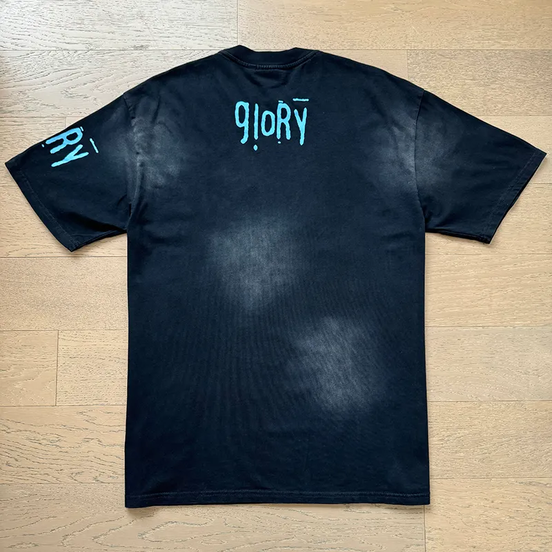 P130 6730#washed black Real shot Hellstar washed retro beauty trend printed short-sleeved T-shirt Fabric: 250g 32 count fine cotton double yarn pure cotton Color: washed black Size: S M L XL