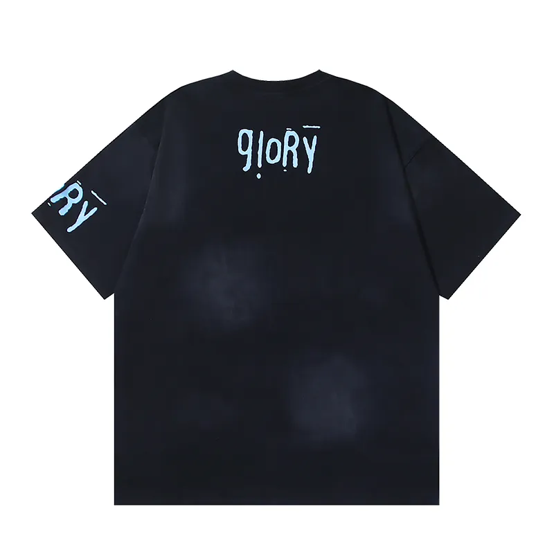 P130 6730#washed black Real shot Hellstar washed retro beauty trend printed short-sleeved T-shirt Fabric: 250g 32 count fine cotton double yarn pure cotton Color: washed black Size: S M L XL