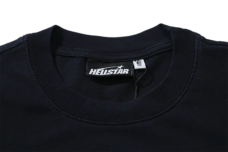 P130 6730#washed black Real shot Hellstar washed retro beauty trend printed short-sleeved T-shirt Fabric: 250g 32 count fine cotton double yarn pure cotton Color: washed black Size: S M L XL
