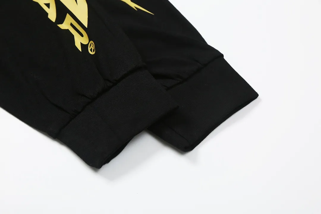 5511# P136 Hellstar Hellstar letter print lightning high street men and women hip-hop loose long-sleeved T-shirt Color: Black Size: S M L XL