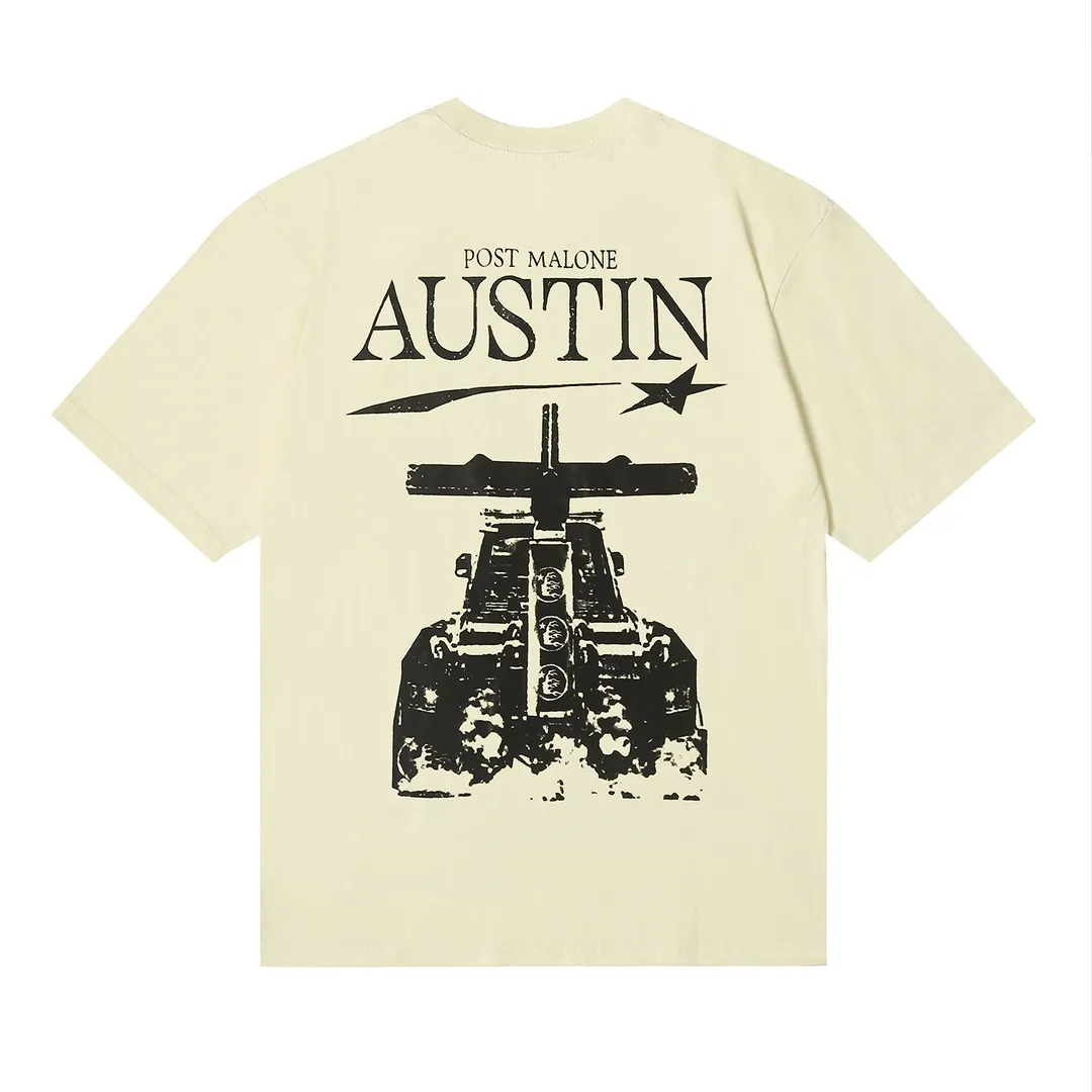 6612# P116 Hellstar short-sleeved Hellstar Rapper star fashion brand American fashion print high street retro T-shirt Color: White Apricot Black Size: S M L XL