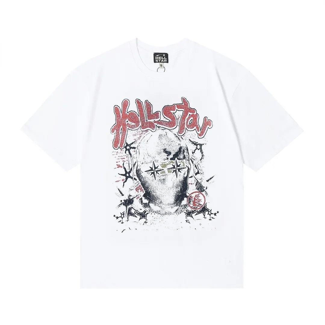 6630# P112 Hellstar American fashion high street pure cotton loose short-sleeved T-shirt Color: White Black Apricot Code Number: S M L XL